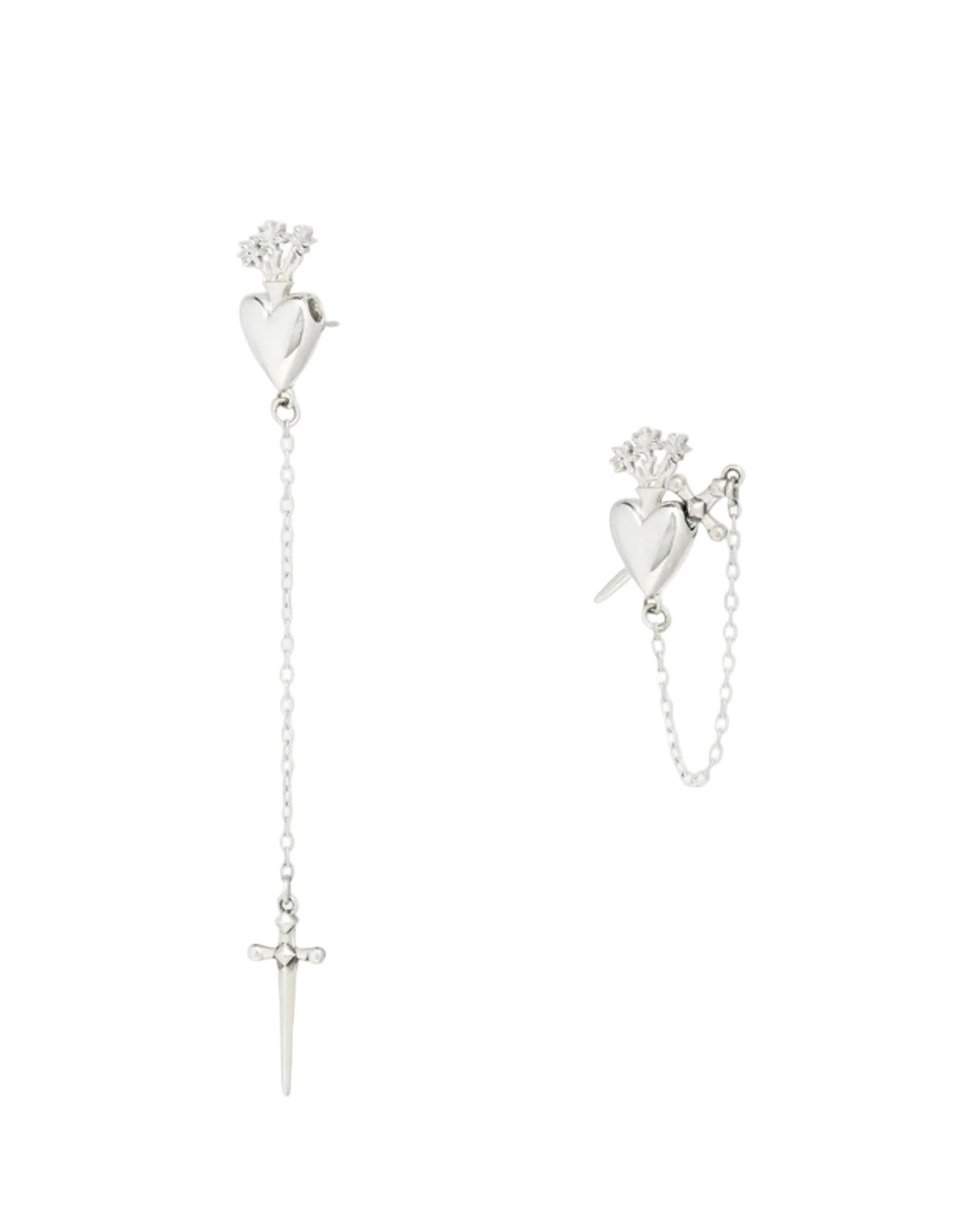 Sacred Heart Drop Stud by Talon Jewelry - At Present Jewelry