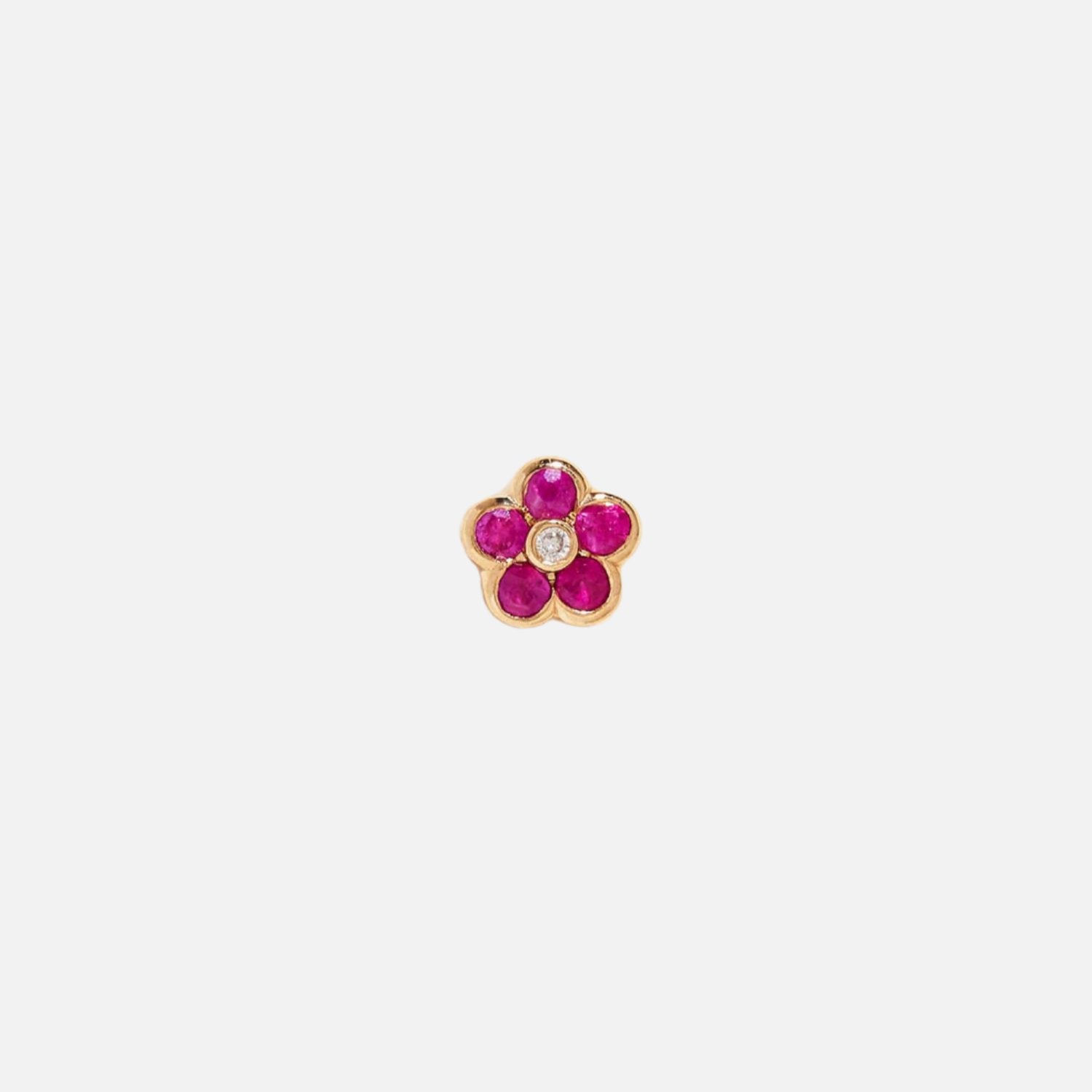 Bezel pink flower earring by Pamela Love