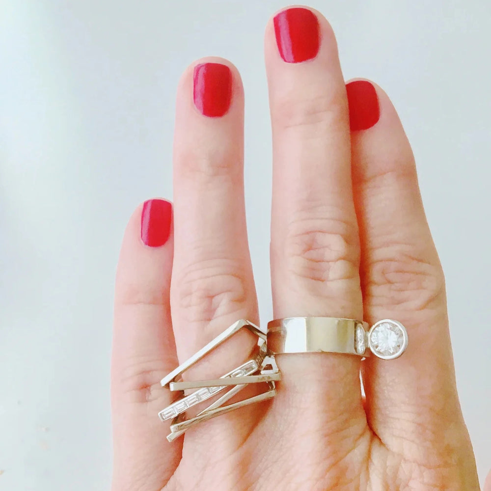 Five Band Puzzle Ring in Yellow Gold by Leslie Paige Jewelry - At Present Jewelry