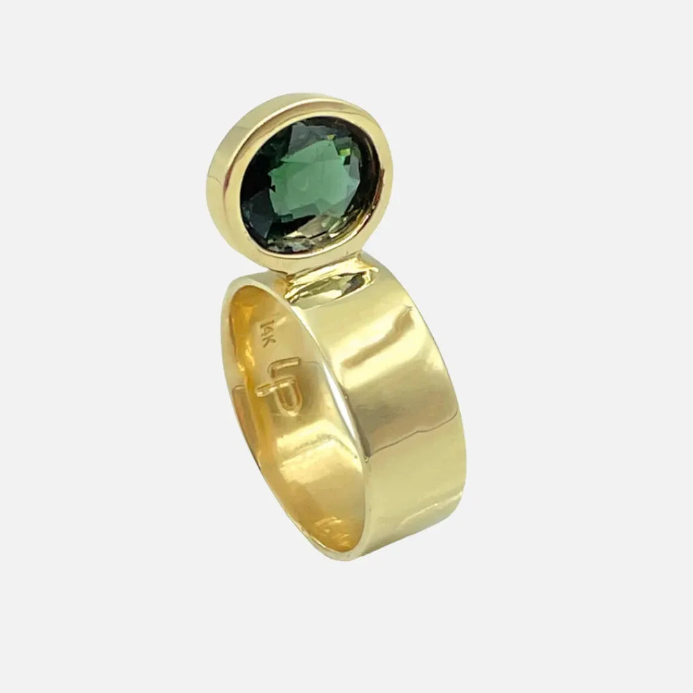 Perched Setting Ring with Green Tourmaline by Leslie Paige Jewelry - At Present Jewelry