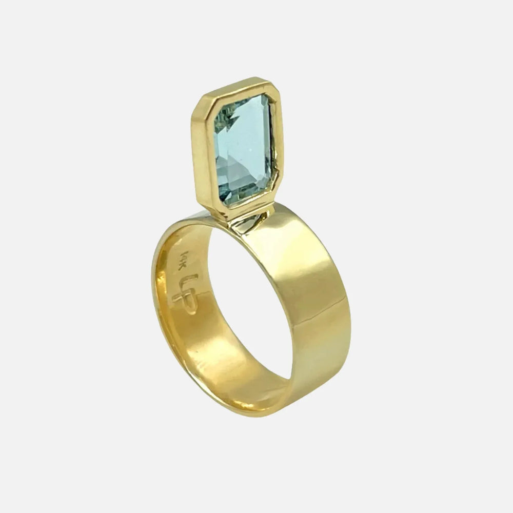 Perched Setting Ring with Aquamarine by Leslie Paige Jewelry - At Present Jewelry
