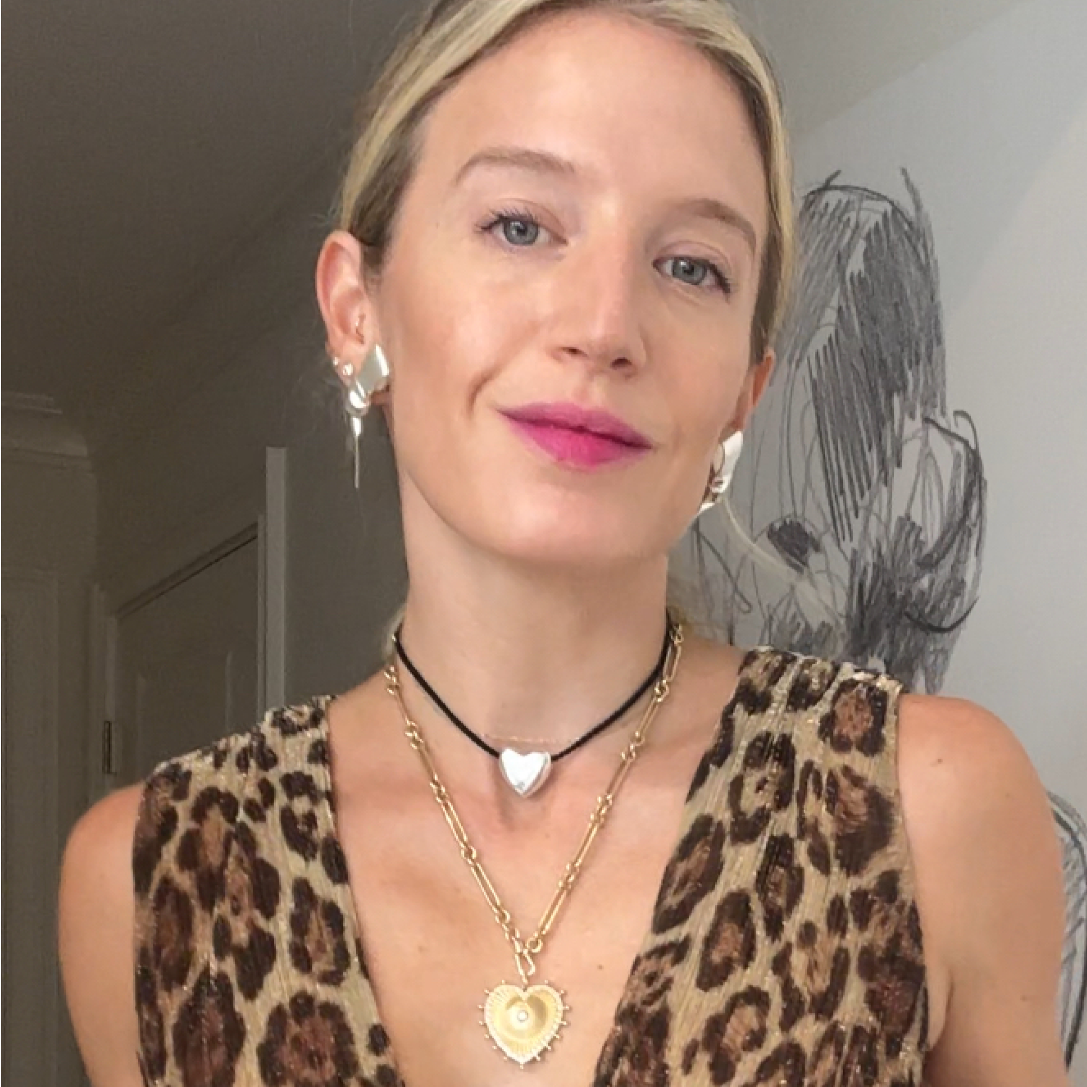 Leya Kaufman wearing Annika Inez jewelry and Lionheart pendant