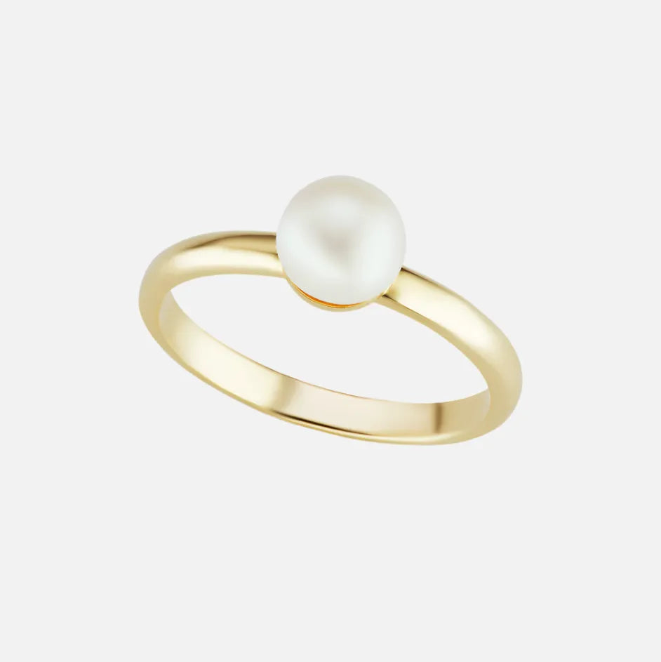 The Gold Single Pearl Ring