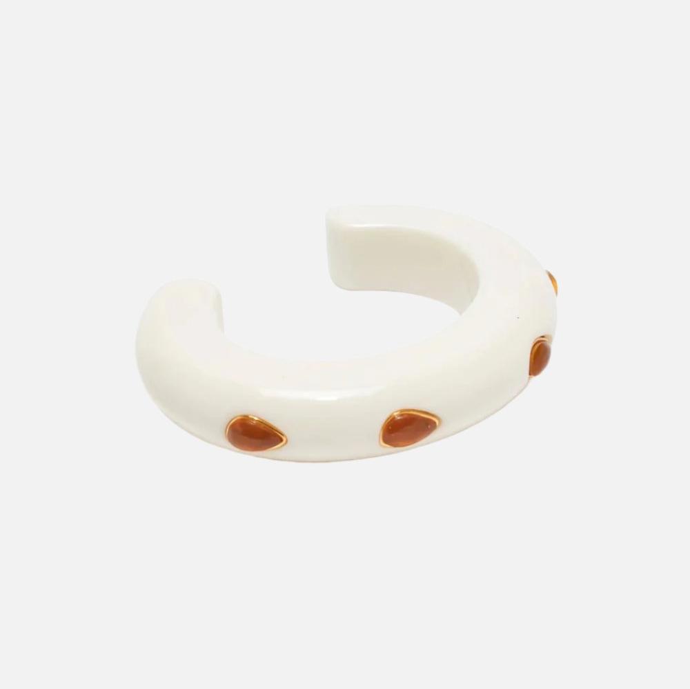 Ridge Cuff in Alabaster and Amber - At Present Jewelry