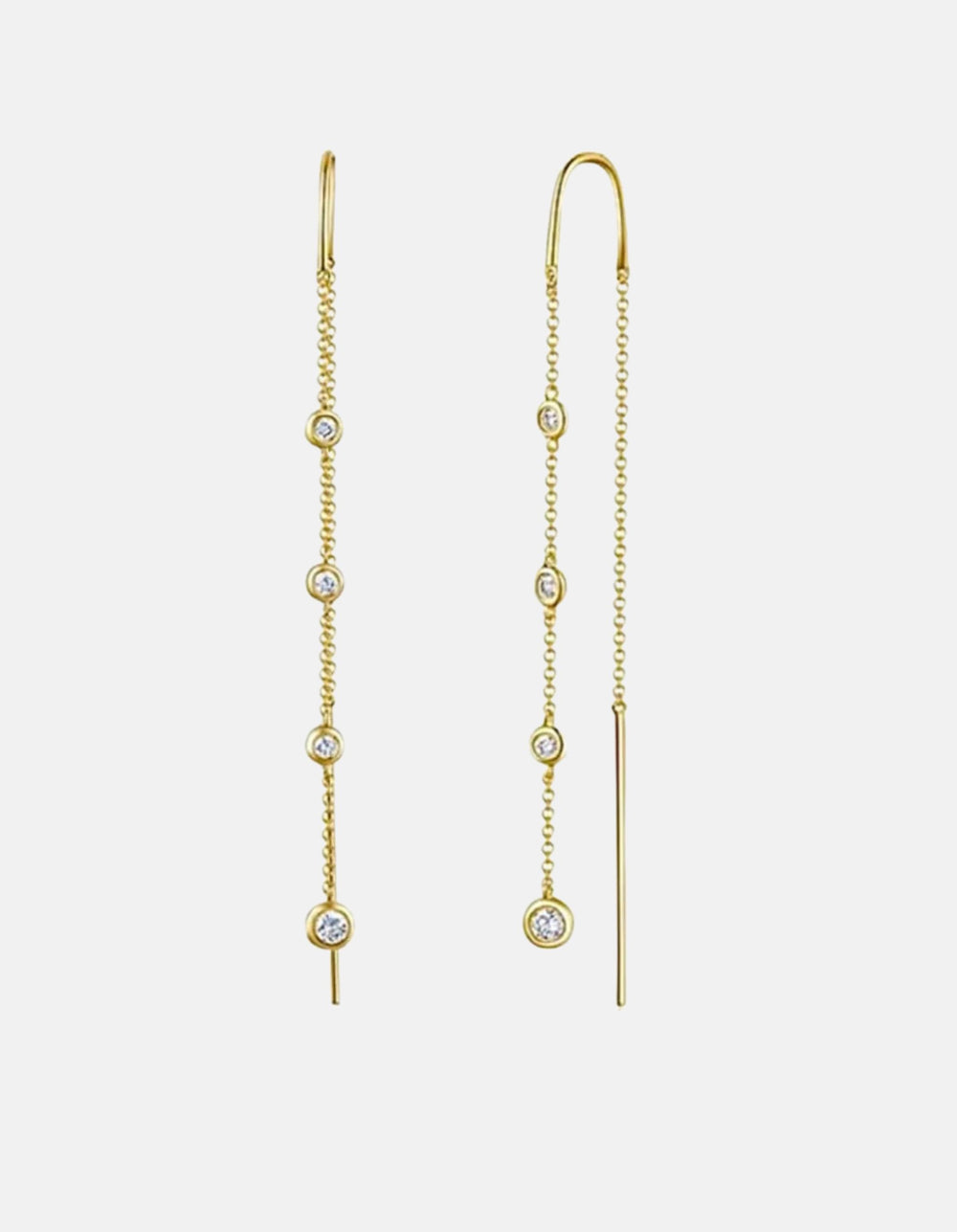 Diamond Drop Threader Earrings