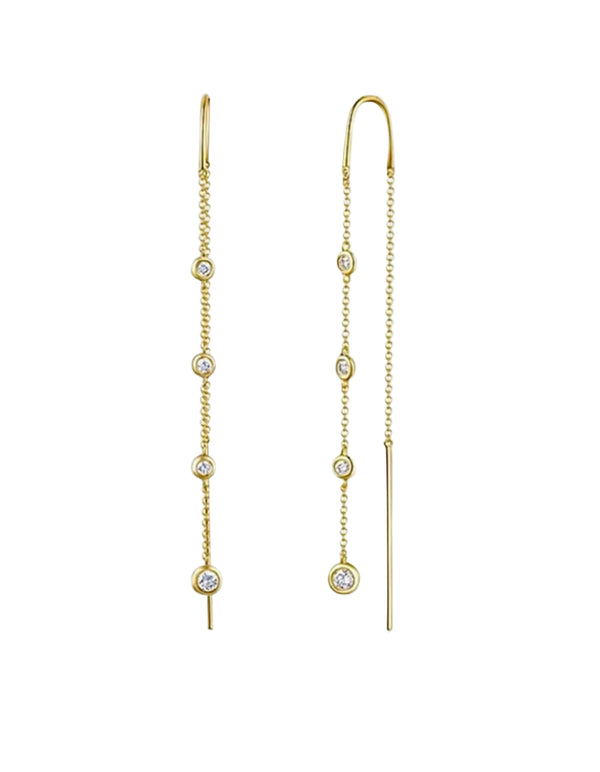 Diamond Drop Threader Earrings by Rebecca Pinto - At Present Jewelry