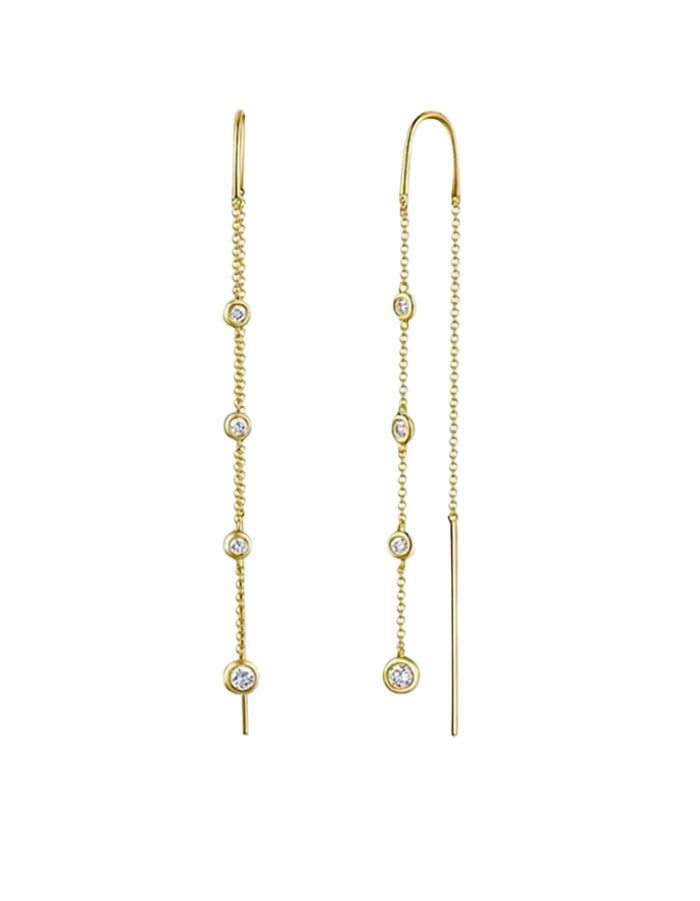 Diamond Drop Threader Earrings by Rebecca Pinto - At Present Jewelry