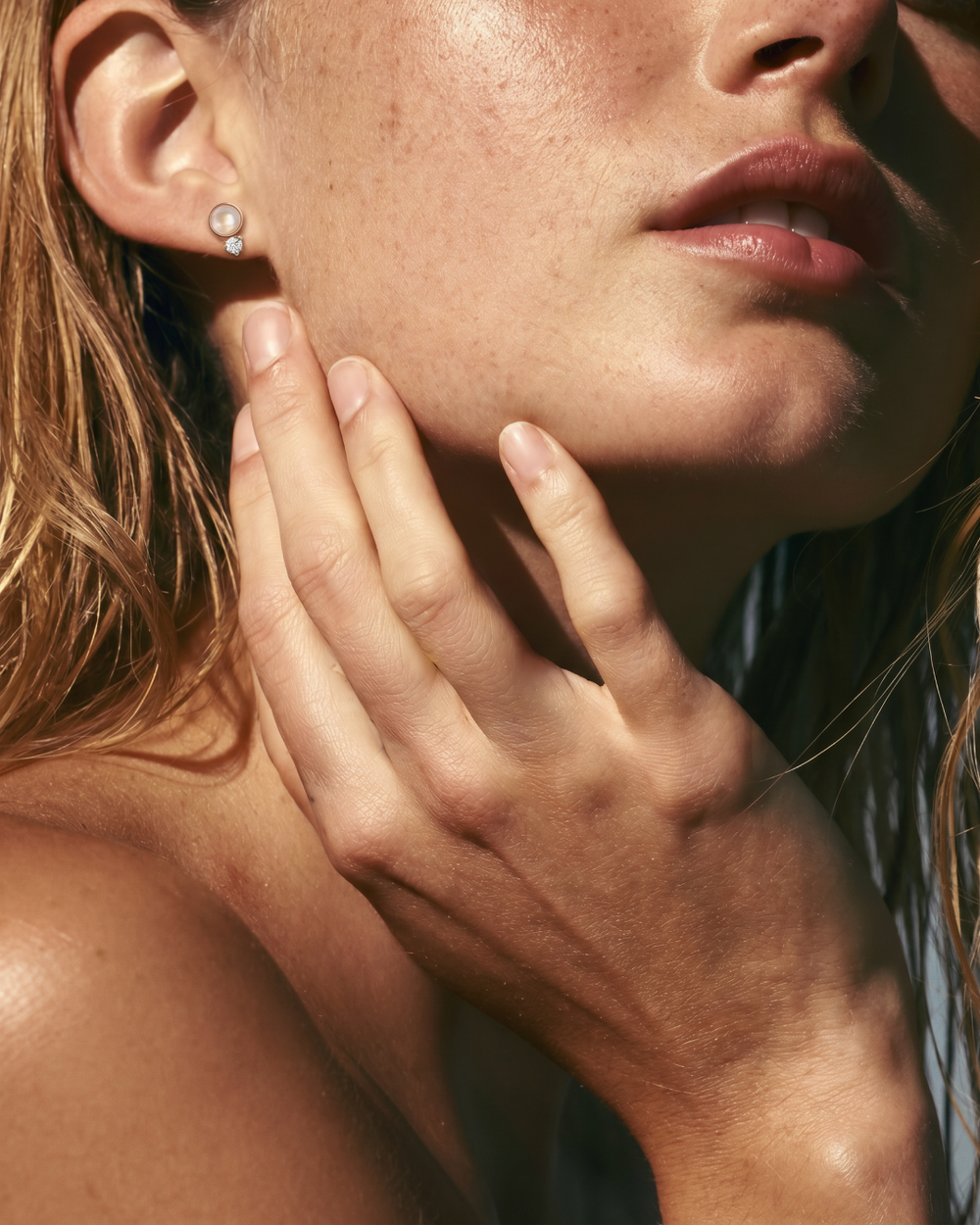 Rainbow Moonstone + Diamond Studs