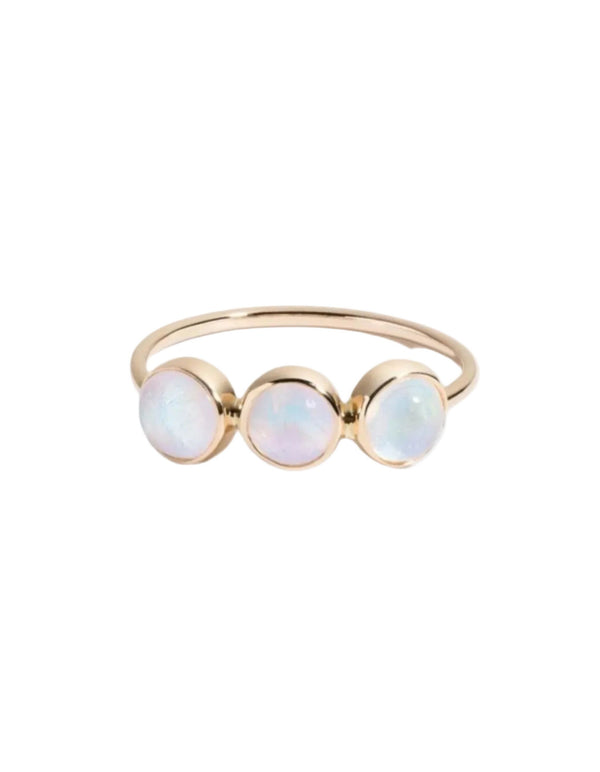 Triple Rainbow Moonstone Ring by A.M. Thorne - At Present Jewelry