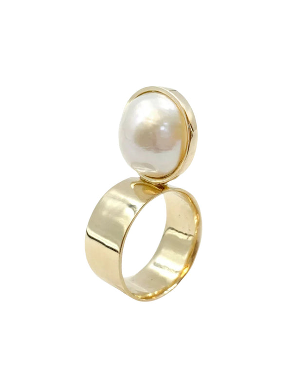 Perched Setting Ring With Pearl by Leslie Paige Jewelry - At Present Jewelry