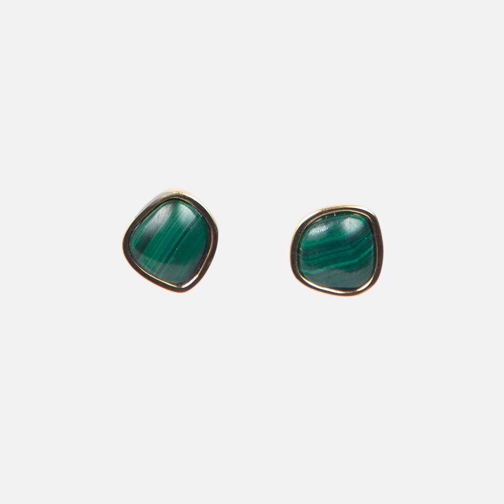 Bay Studs, Malachite - At Present Jewelry