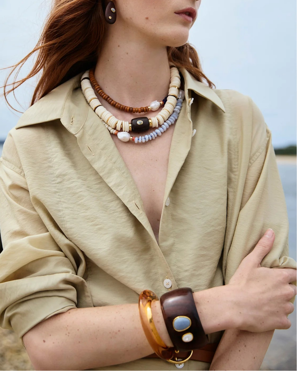 Lanna Cuff in Acacia Wood - At Present Jewelry