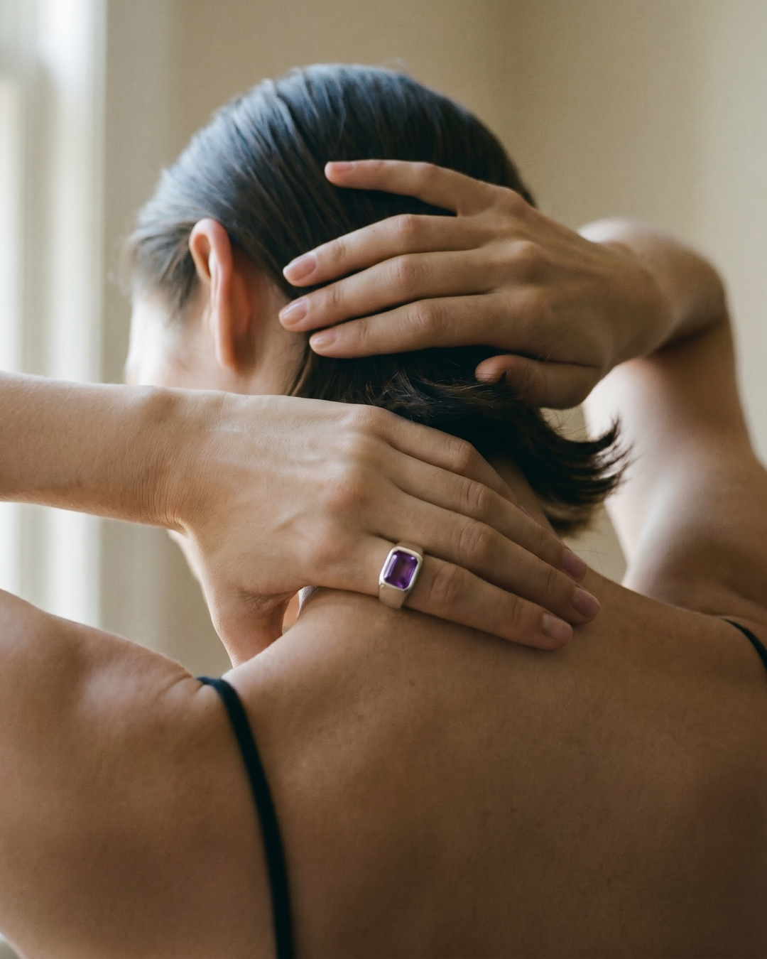 Signet Gypsy Ring, Amethyst