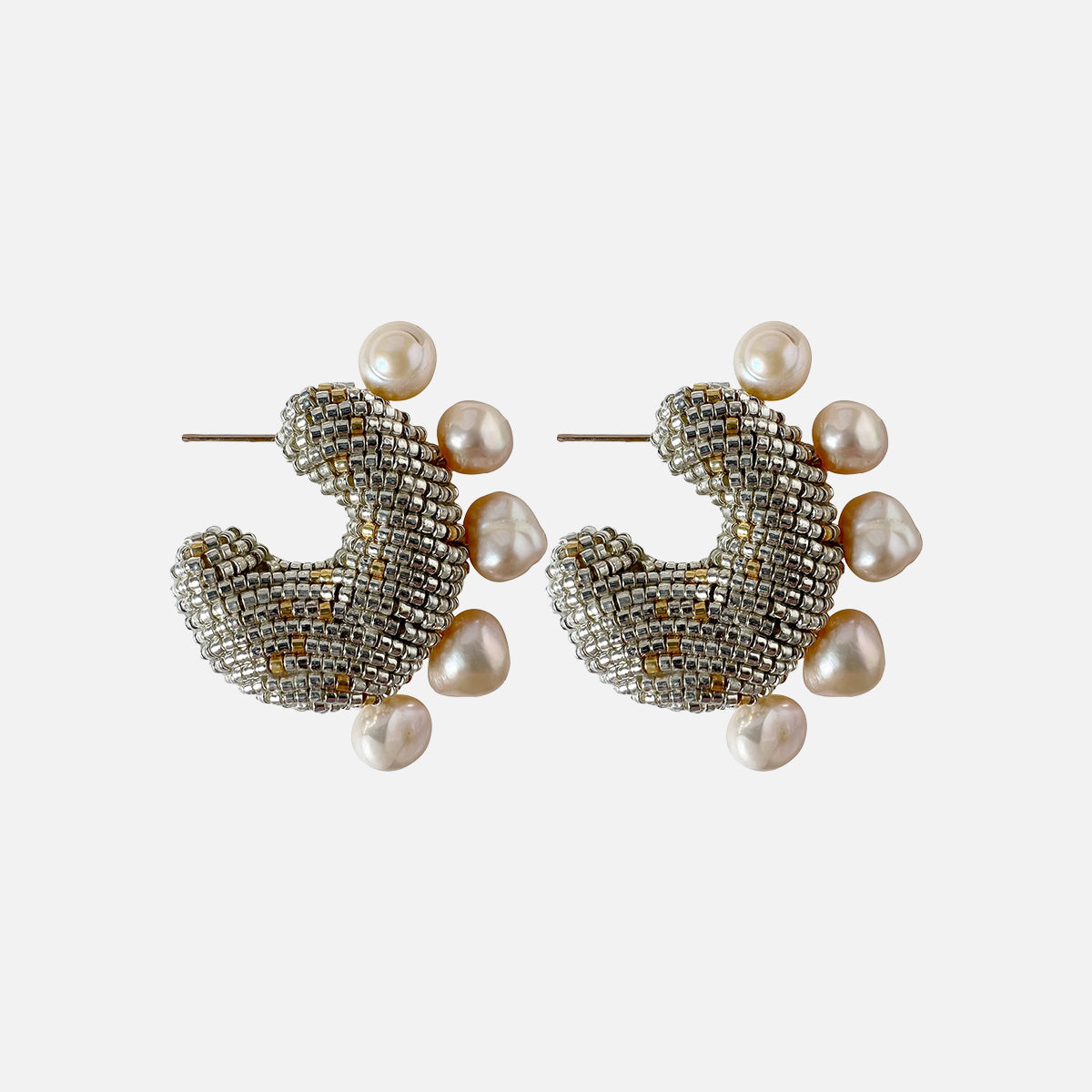 Solito Pearled Earrings, Silver