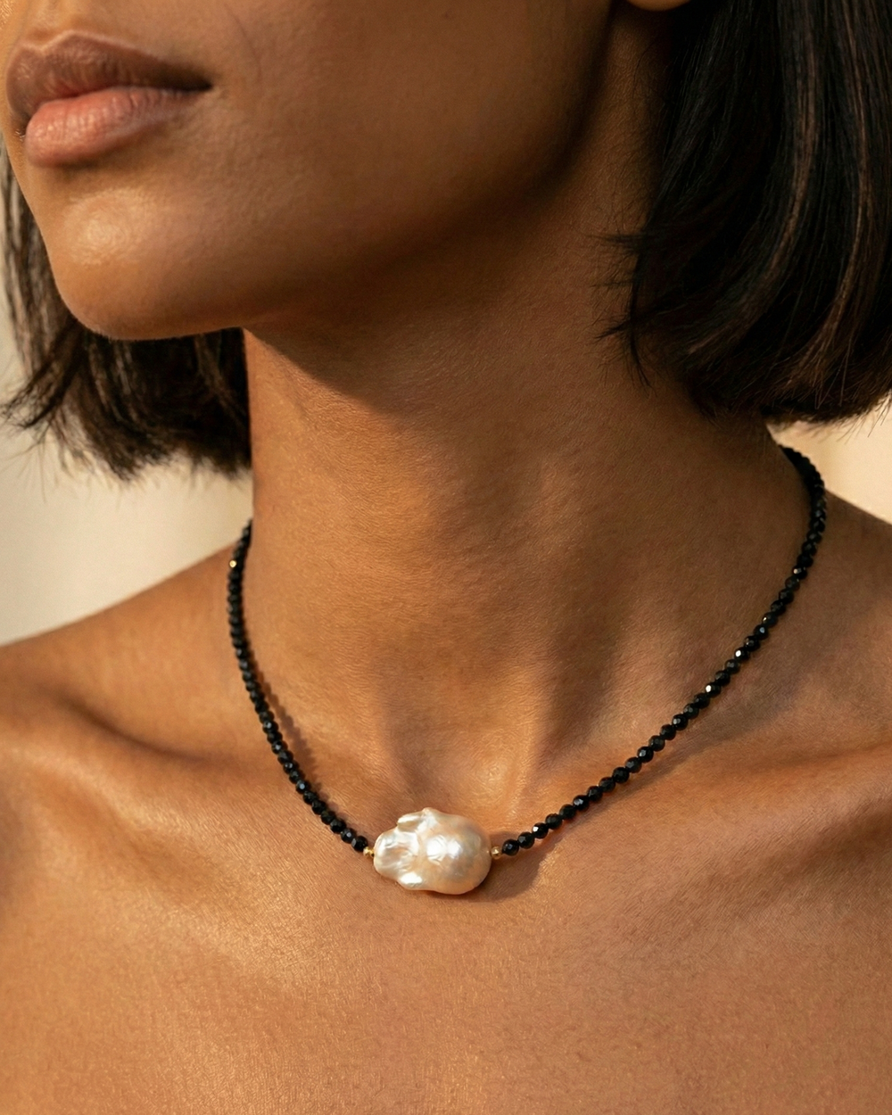 Spinel Single Baroque Pearl Gemstone Necklace