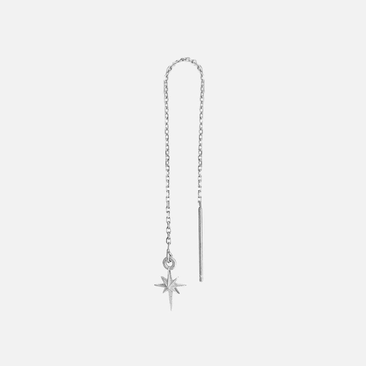 Itty Bitty Threader Earring, Star, Silver