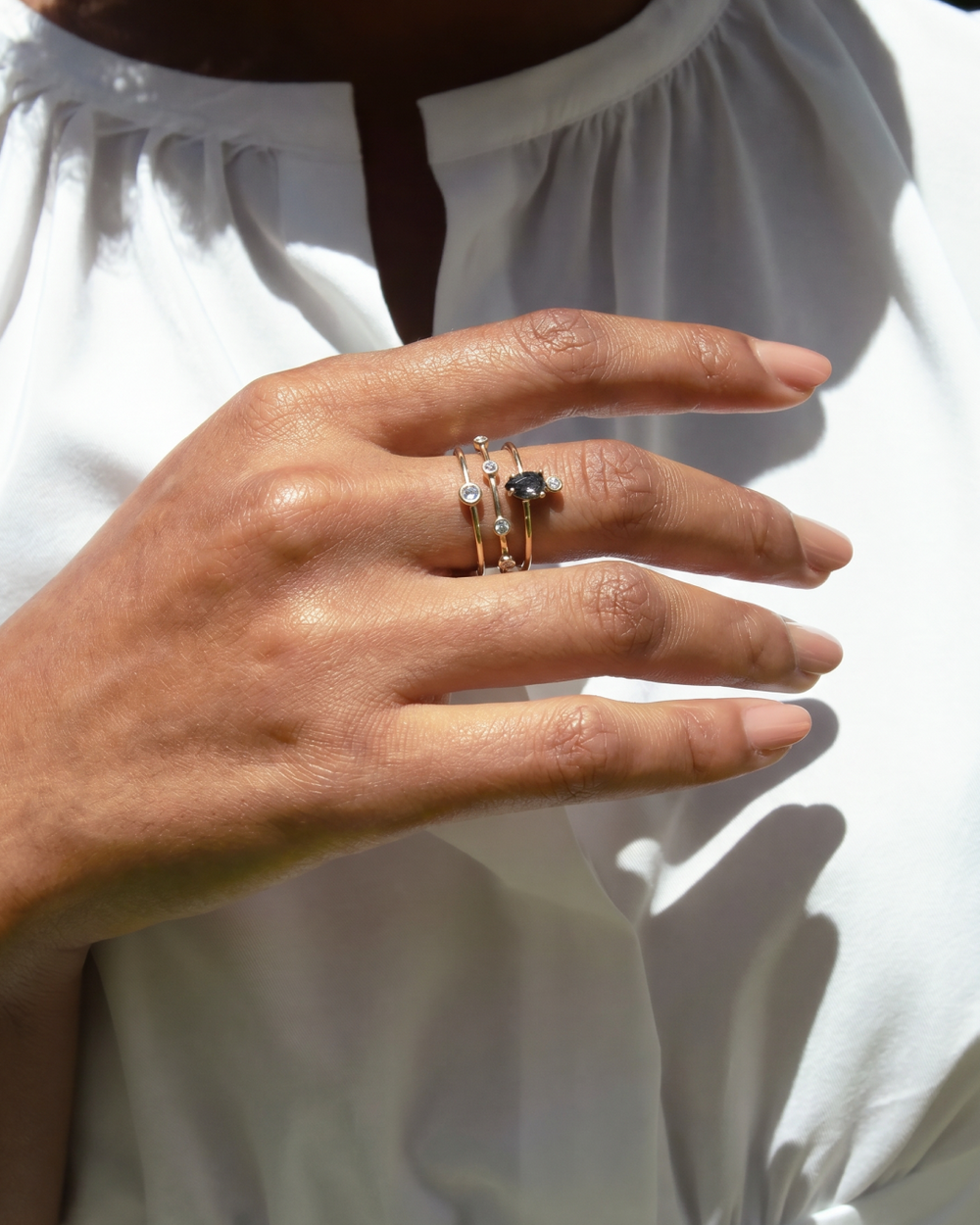 Sun Beam Ring + White Diamonds