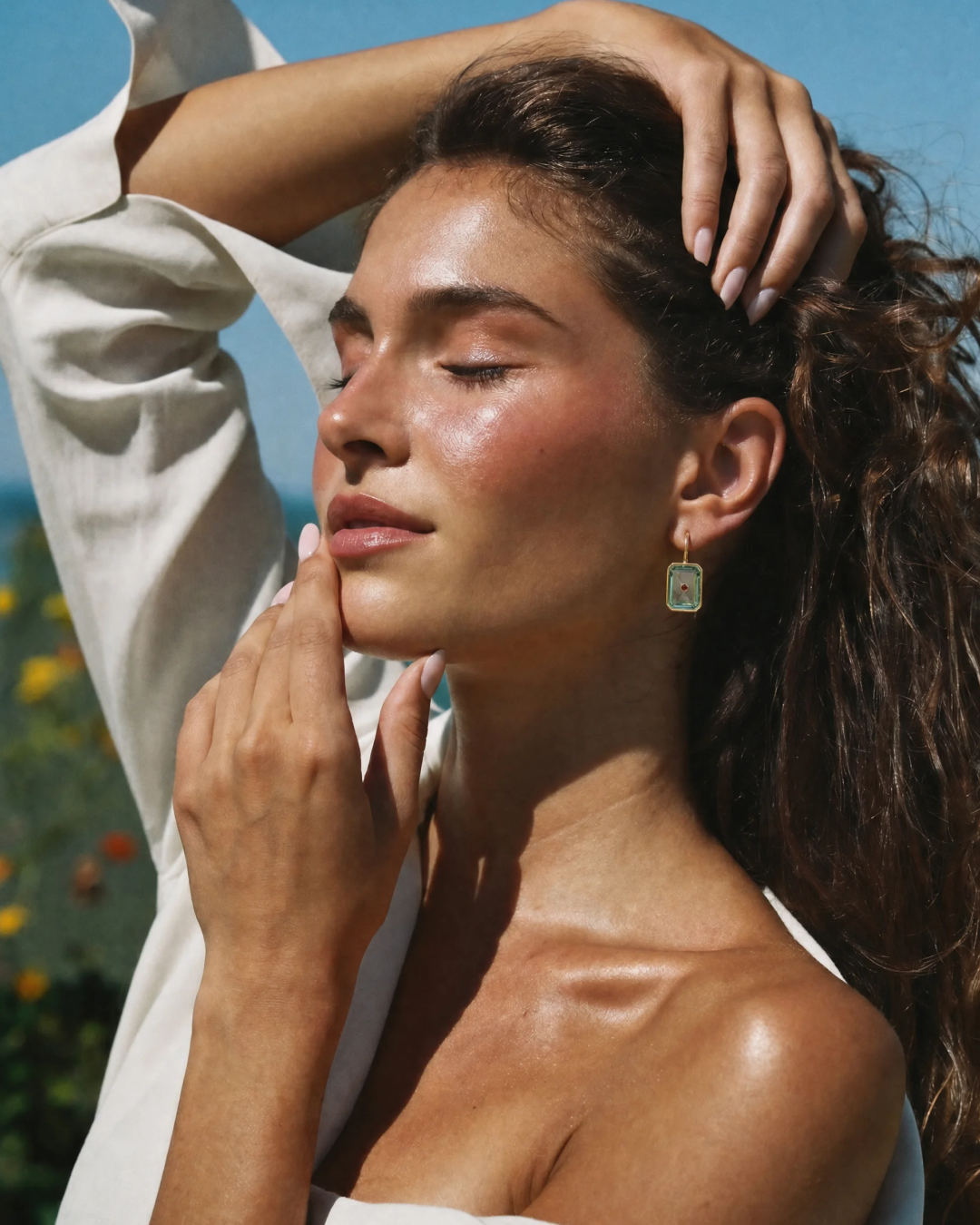 Tile Earrings in Aqua