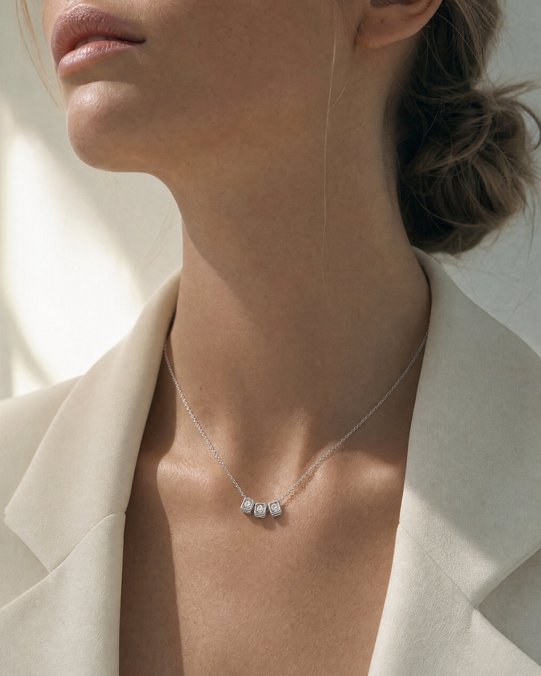Triple Solitaire Code Pendant Necklace