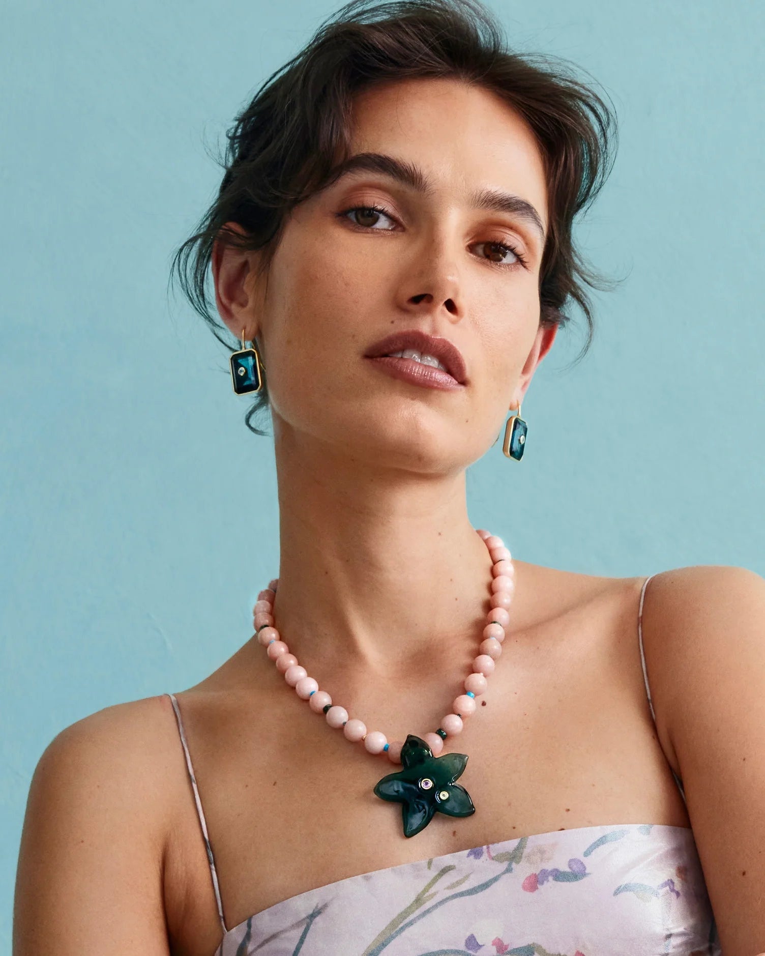 Tile Earrings in Aqua