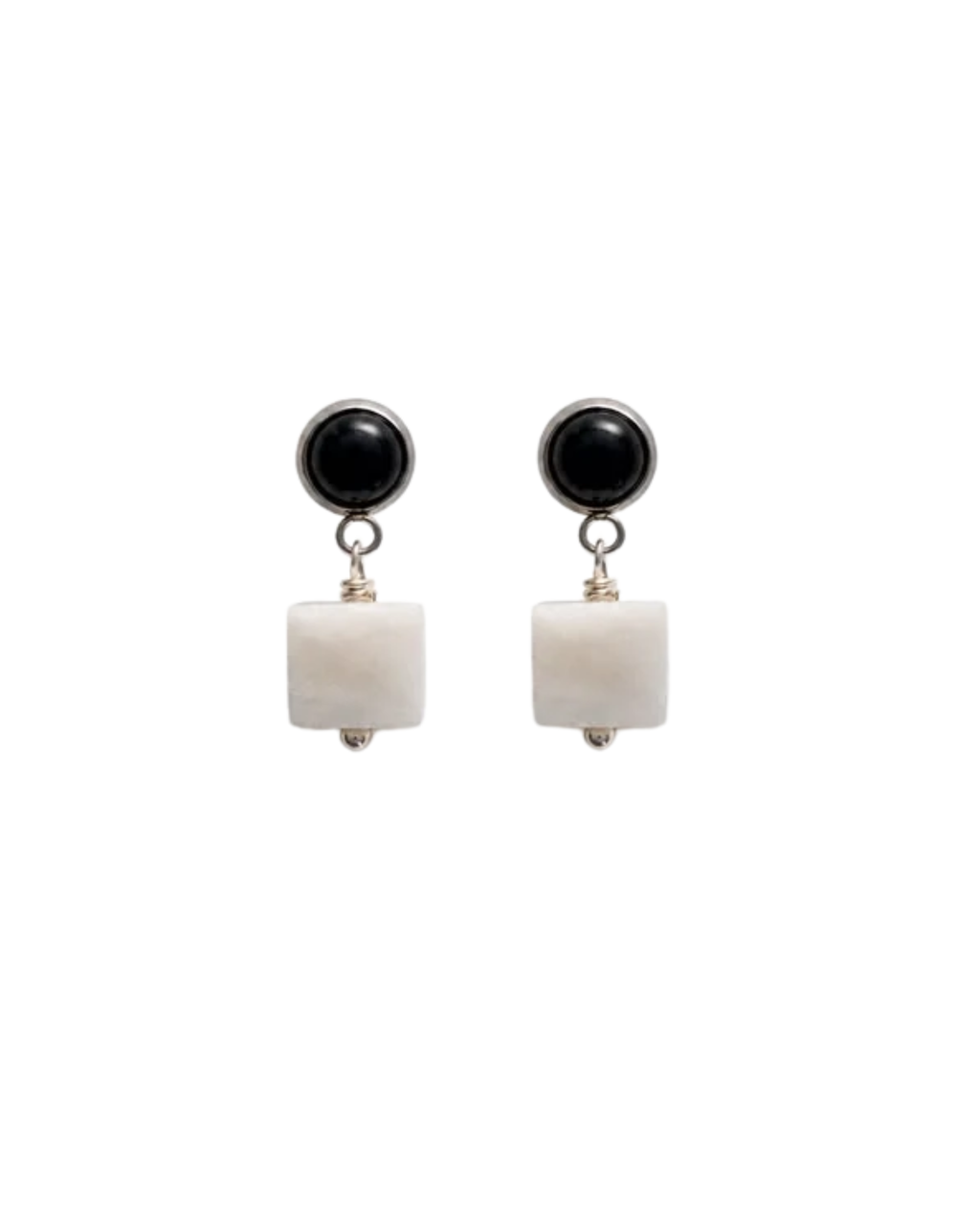 White Jade Cube Drop Earrings