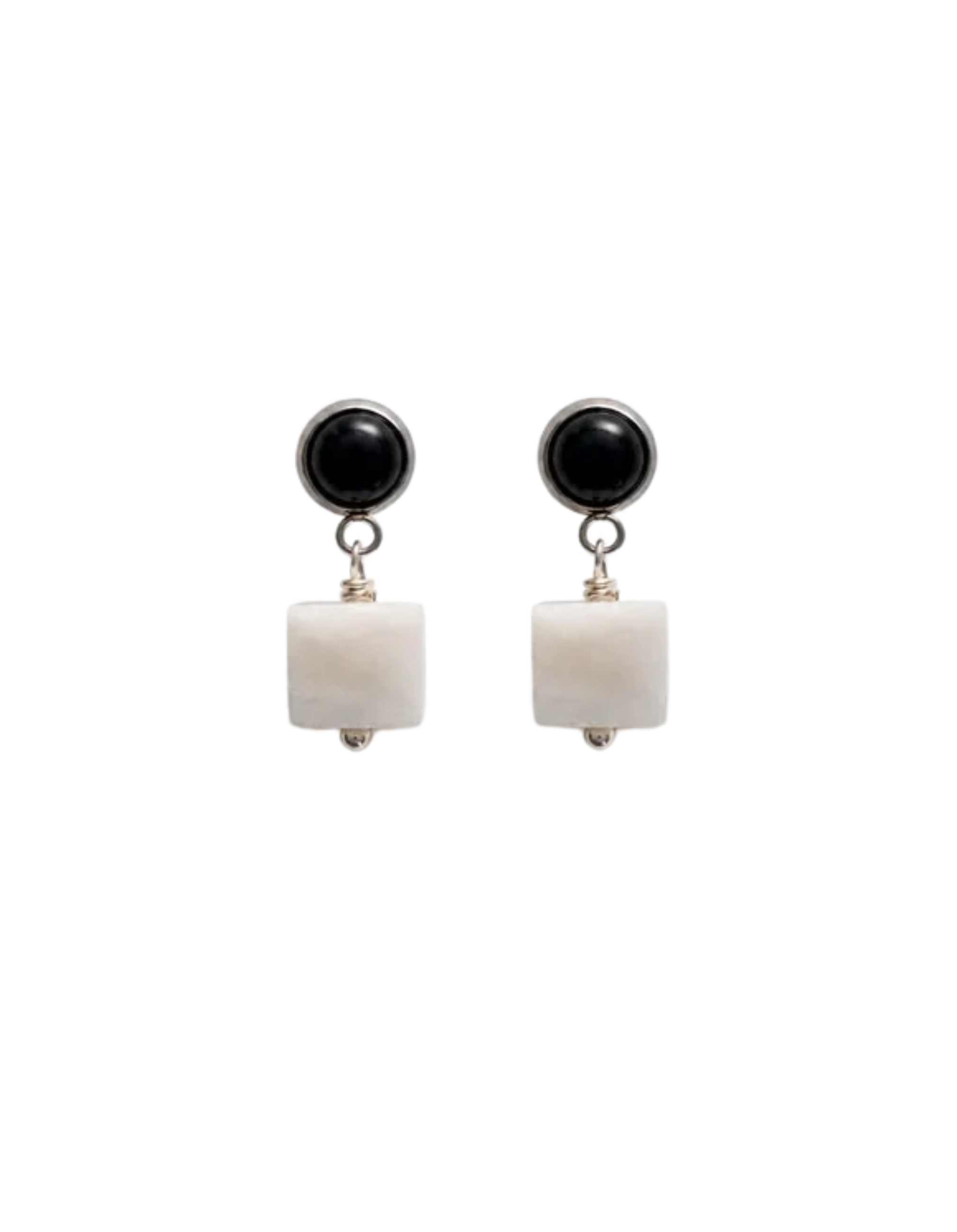 White Jade Cube Drop Earrings