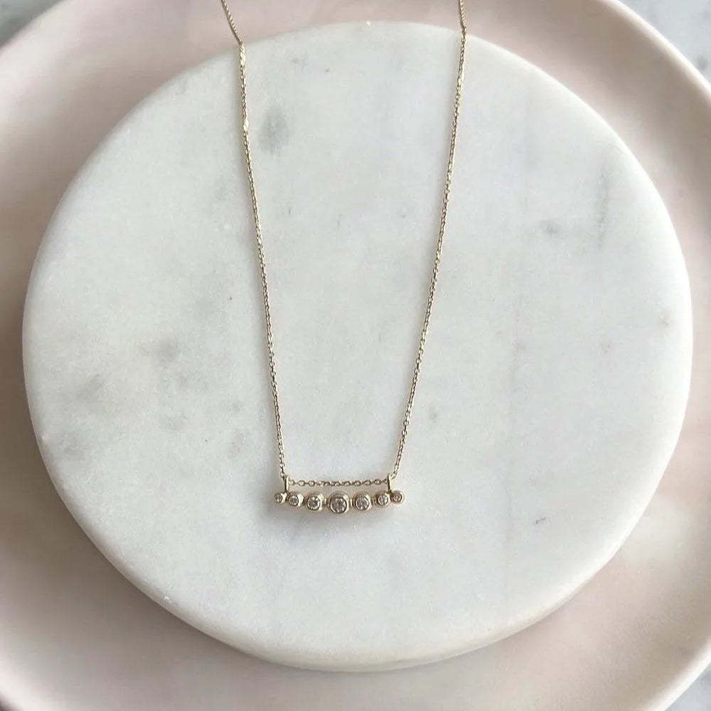 Curved Granules + Diamond Necklace by A.M. Thorne - At Present Jewelry