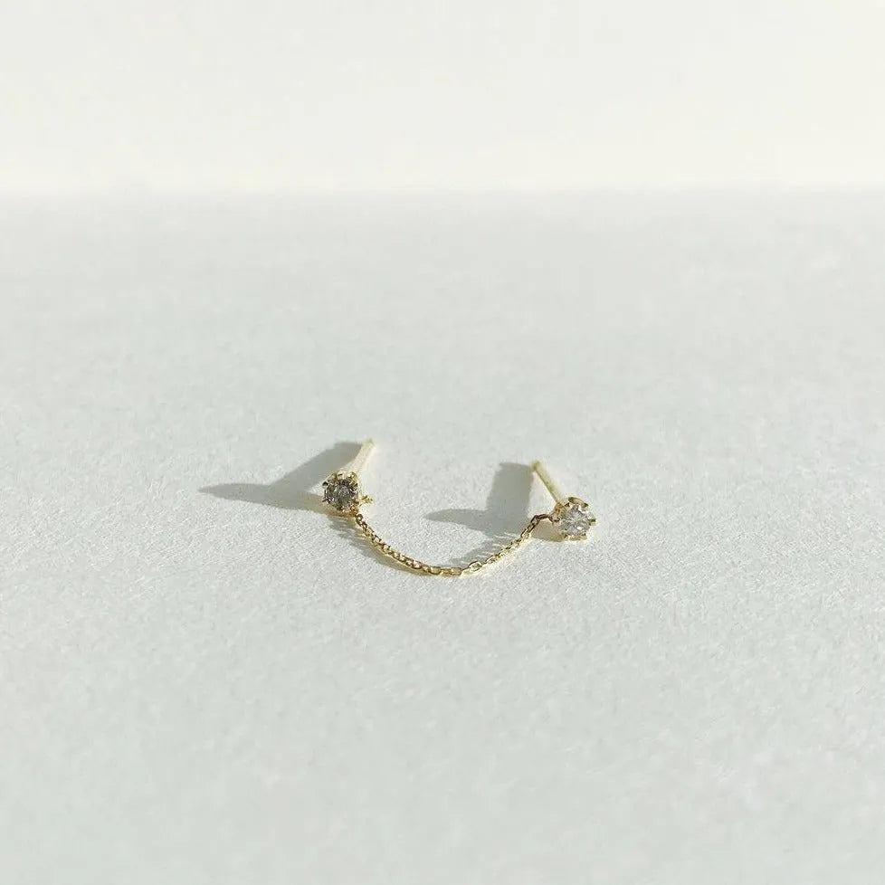 Double 6 Prong Grey Diamond Stud - At Present