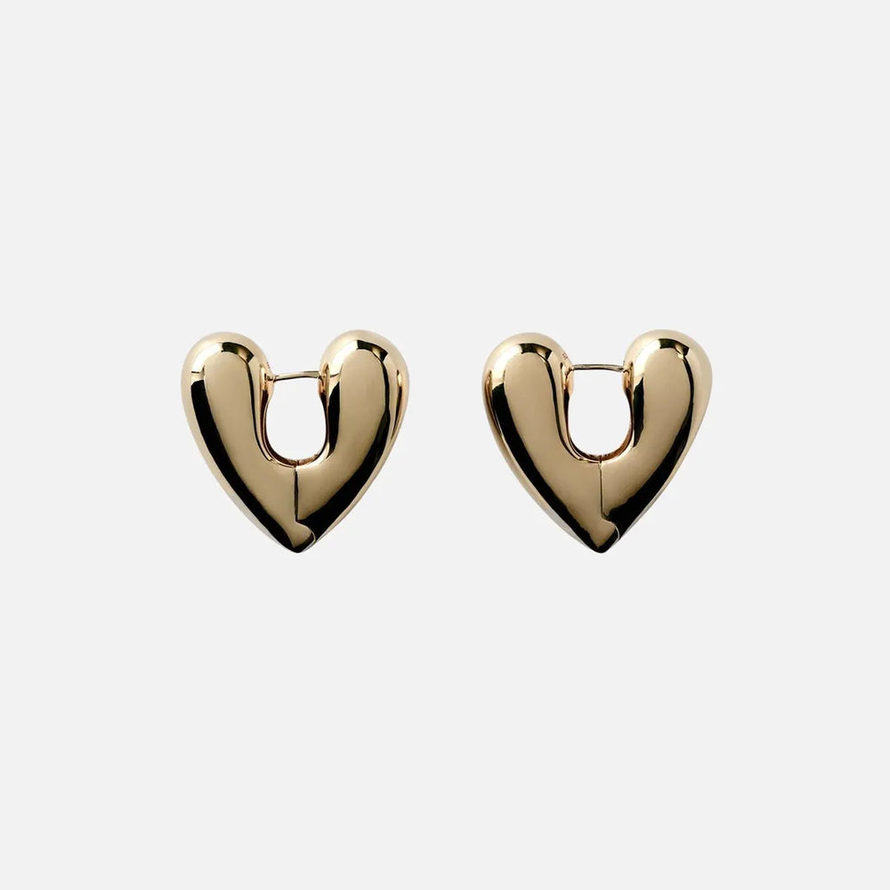 Gold Plated Heart Hoops, Large by Annika Inez - At Present Jewelry