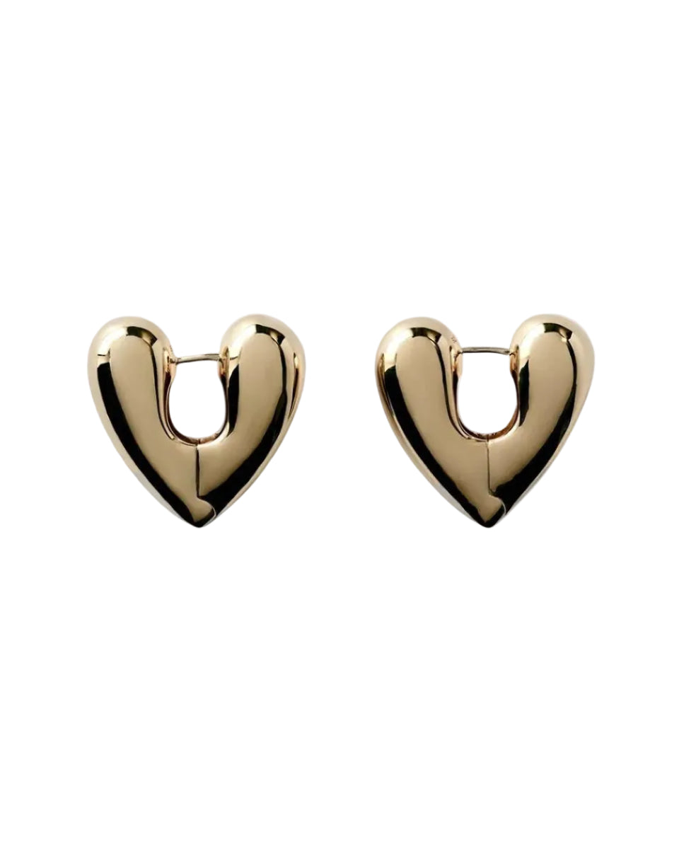 Gold Plated Heart Hoops, Large by Annika Inez - At Present Jewelry