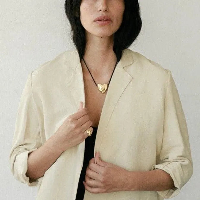 Gold Plated Heart Necklace, Large by Annika Inez - At Present Jewelry