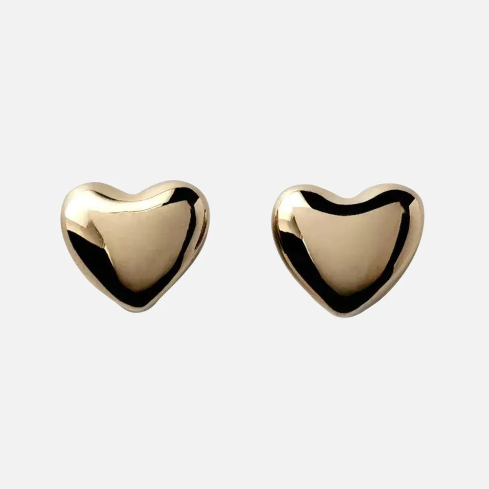 Gold Plated Voluptuous Heart Earrings, Large by Annika Inez - At Present Jewelry