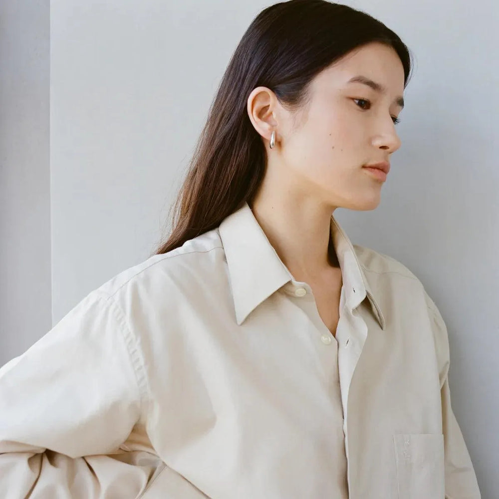 Sloping Hinge Hoop Earrings, Gold Plated, Small by Annika Inez - At Present Jewelry