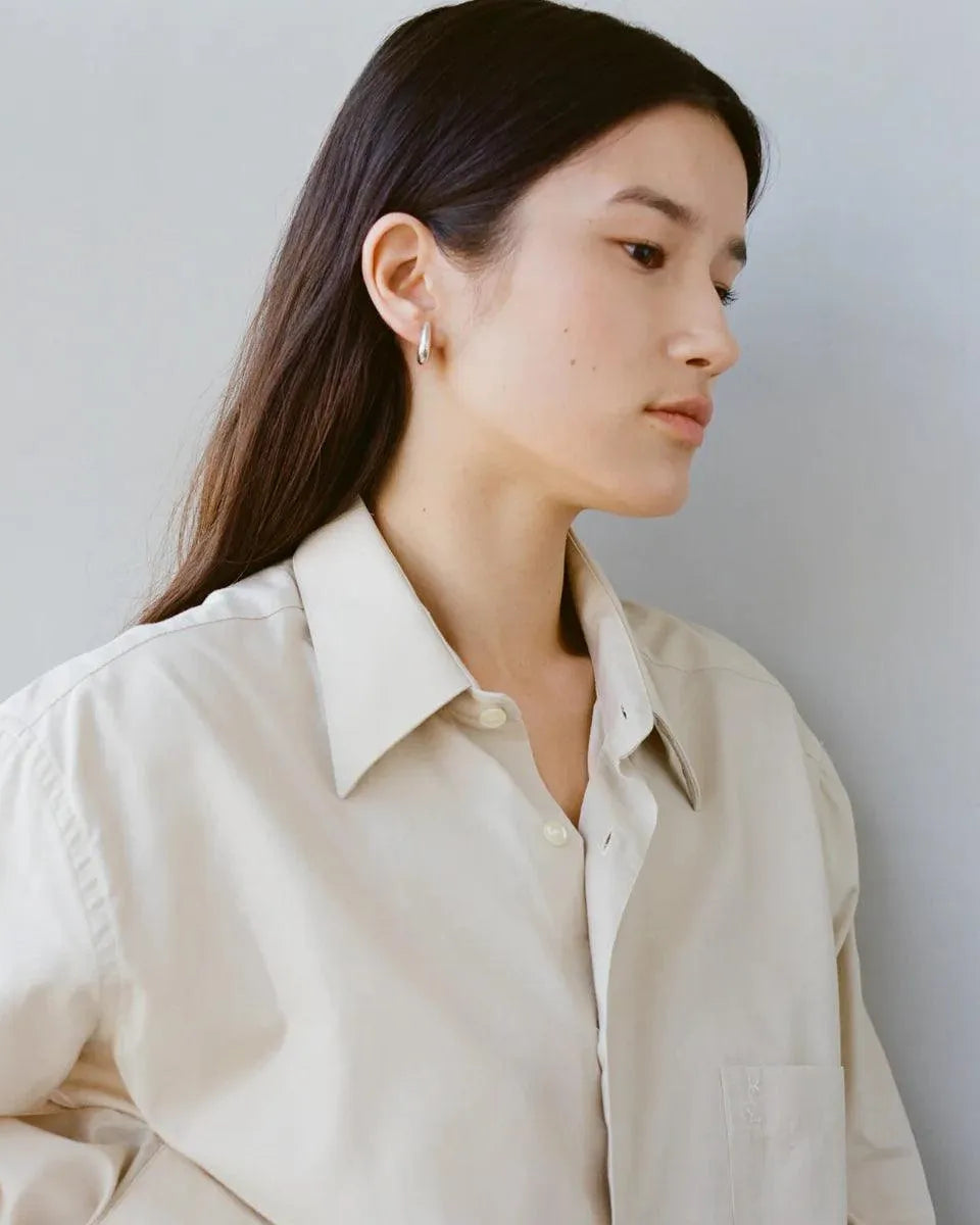Sloping Hinge Hoop Earrings, Gold Plated, Small by Annika Inez - At Present Jewelry