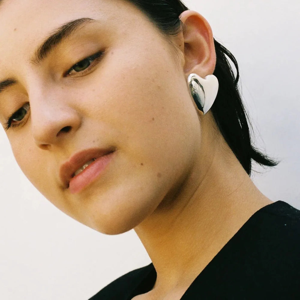 Voluptuous Heart Earrings, Large by Annika Inez - At Present Jewelry
