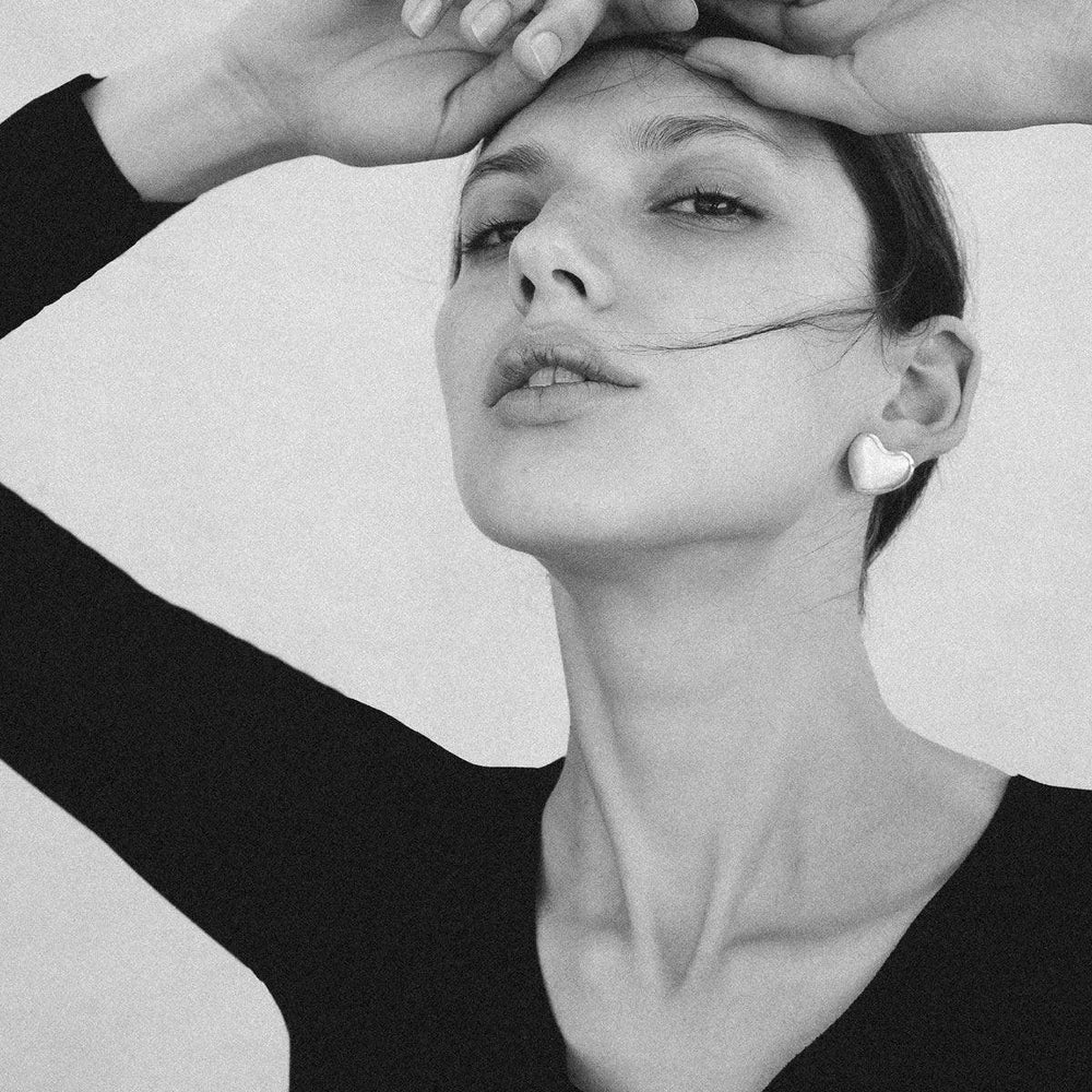 Voluptuous Heart Earrings, Small by Annika Inez - At Present Jewelry