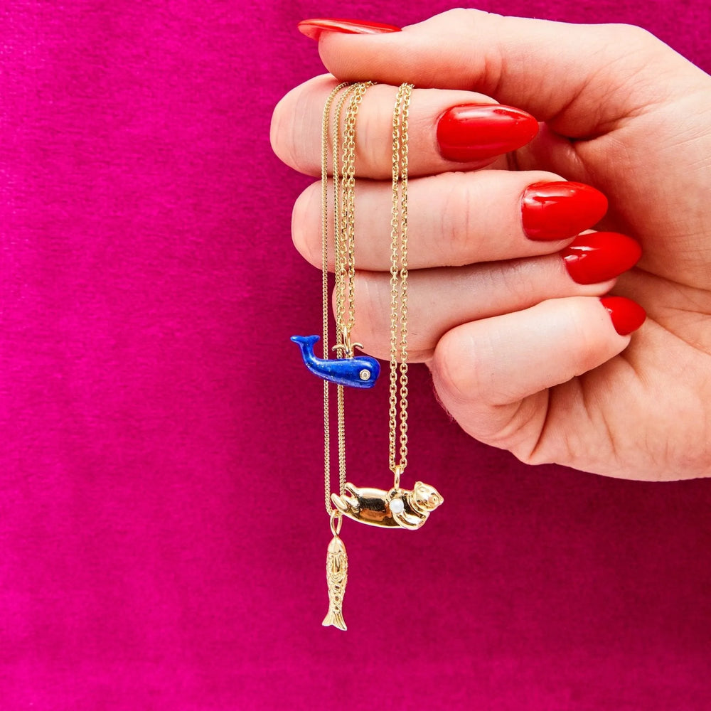 Lapis Migrating Whale Charm by Ariel Gordon Jewelry - At Present Jewelry