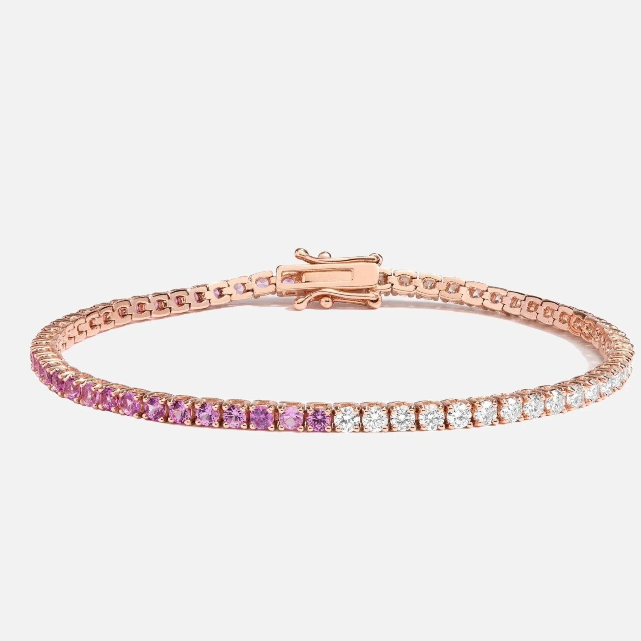 Half Diamond Half Pink Sapphire Bracelet - At Present