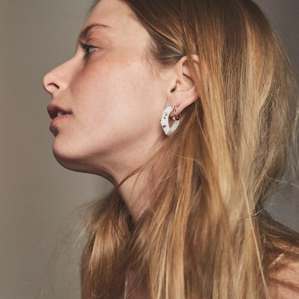 White Onyx Facet Hoops by Bleecker &amp; Prince - At Present Jewelry