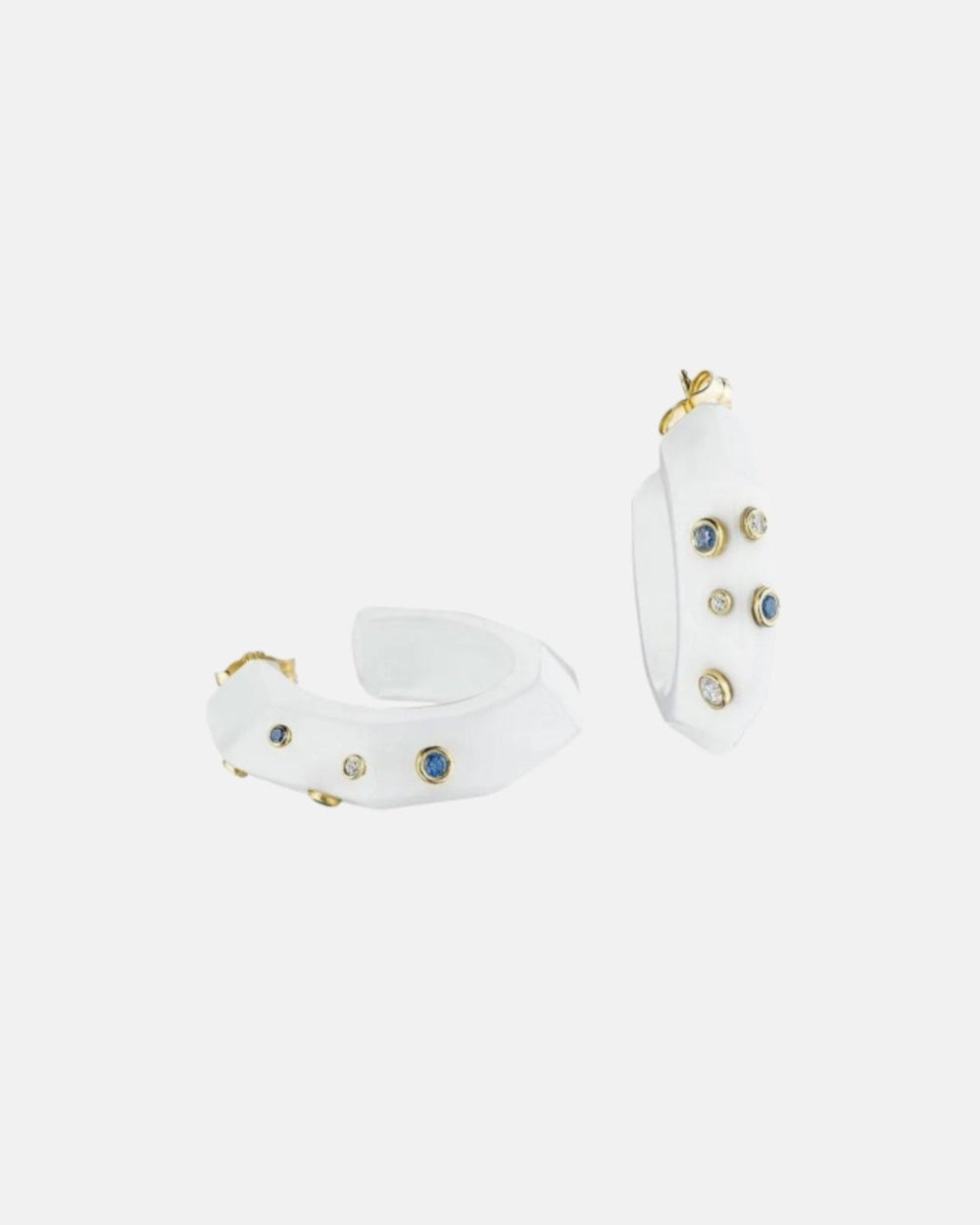 White Onyx Facet Hoops by Bleecker &amp; Prince - At Present Jewelry
