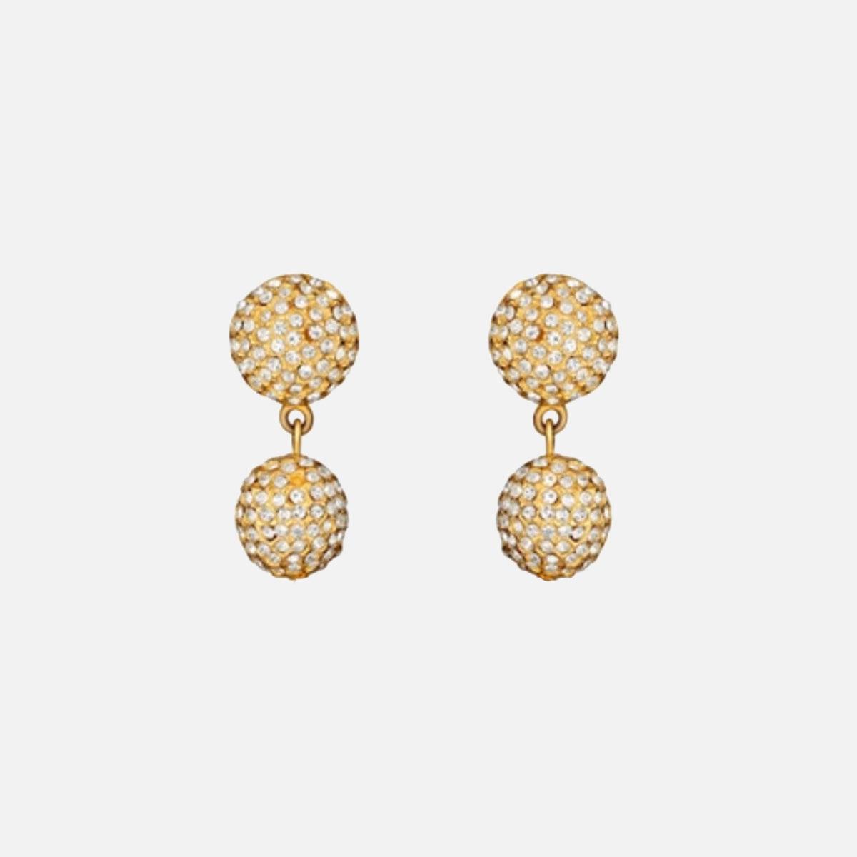 Christina Caruso Pave Ball 2 Drop Earrings - At Present Jewelry