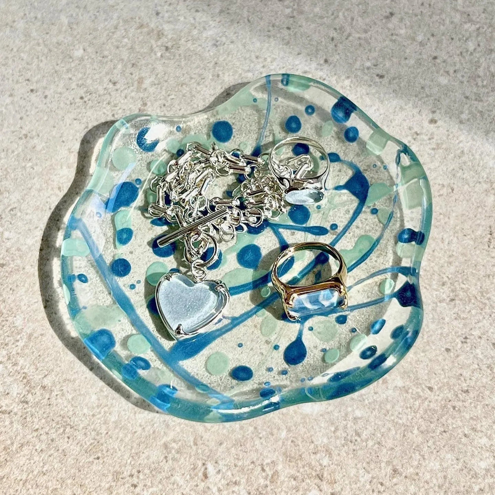 Splatter Glass Tray, Sea Blue by CLED - At Present Jewelry