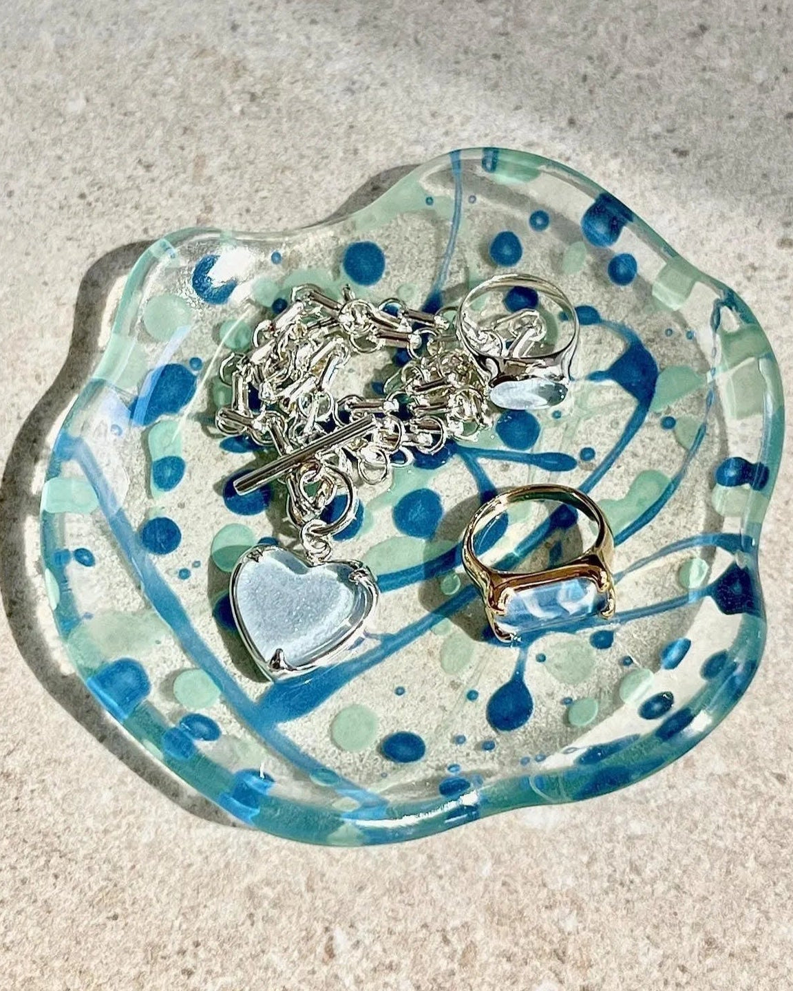 Splatter Glass Tray, Sea Blue by CLED - At Present Jewelry
