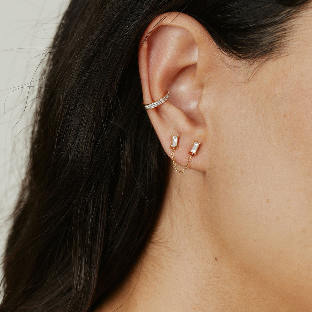 Diamond Baguette Chain Stud by Eriness - At Present Jewelry