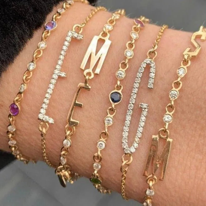 Elongated Initial Bracelets - At Present