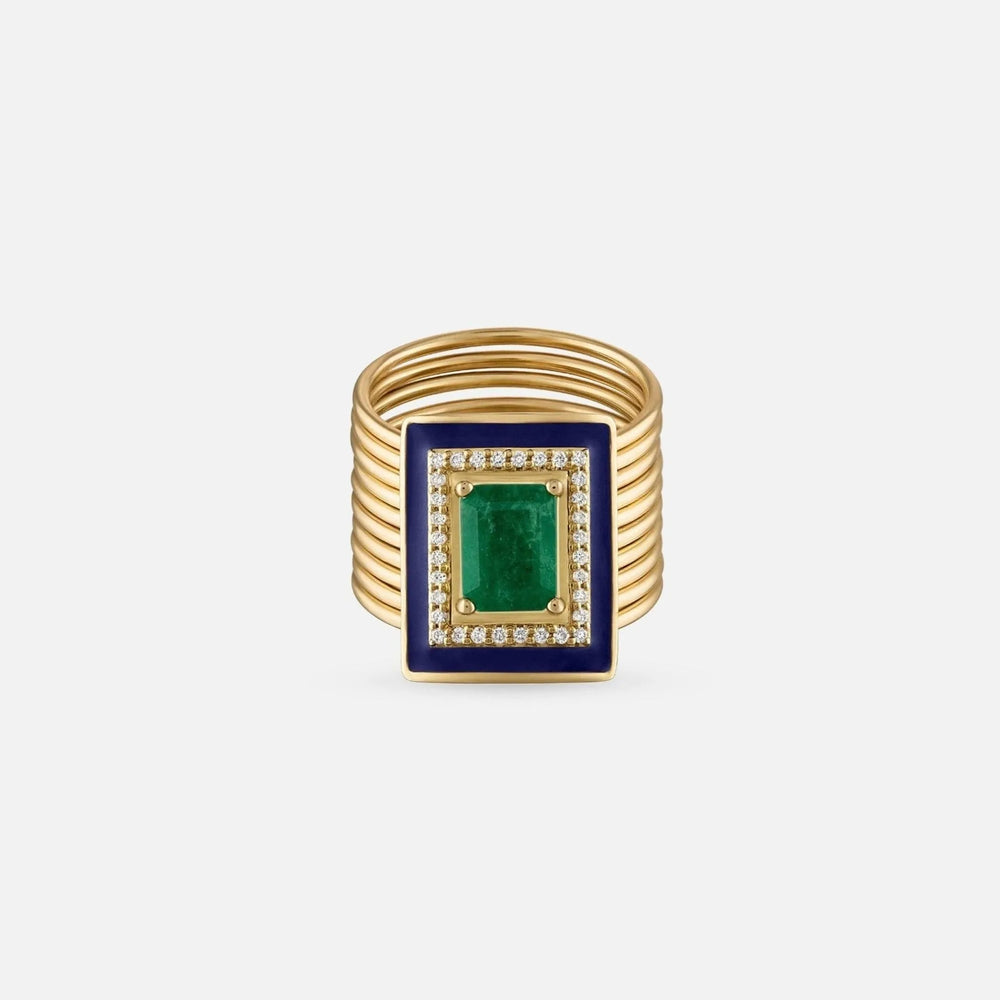 Emerald Diamond Harem Ring by Eden Presley - At Present Jewelry