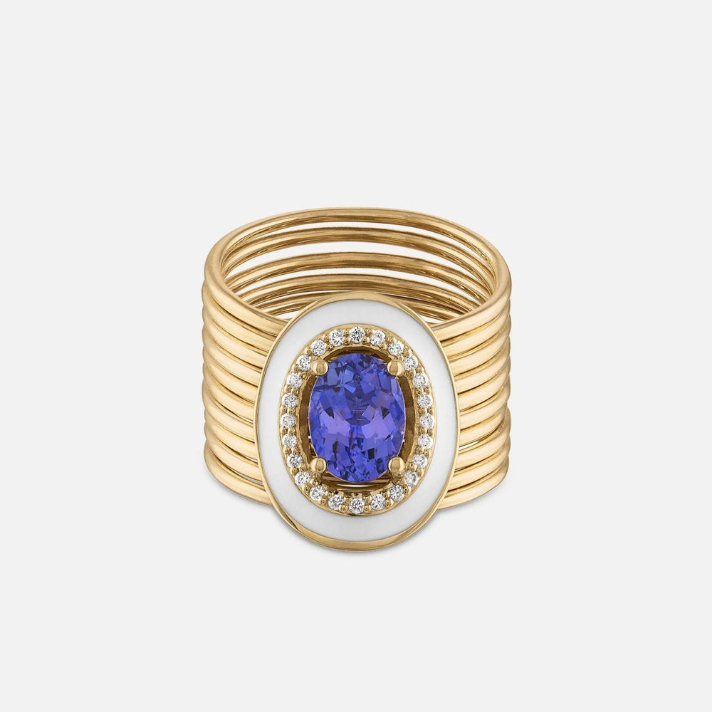 Oval Tanzanite Diamond Harem Ring by Eden Presley - At Present Jewelry