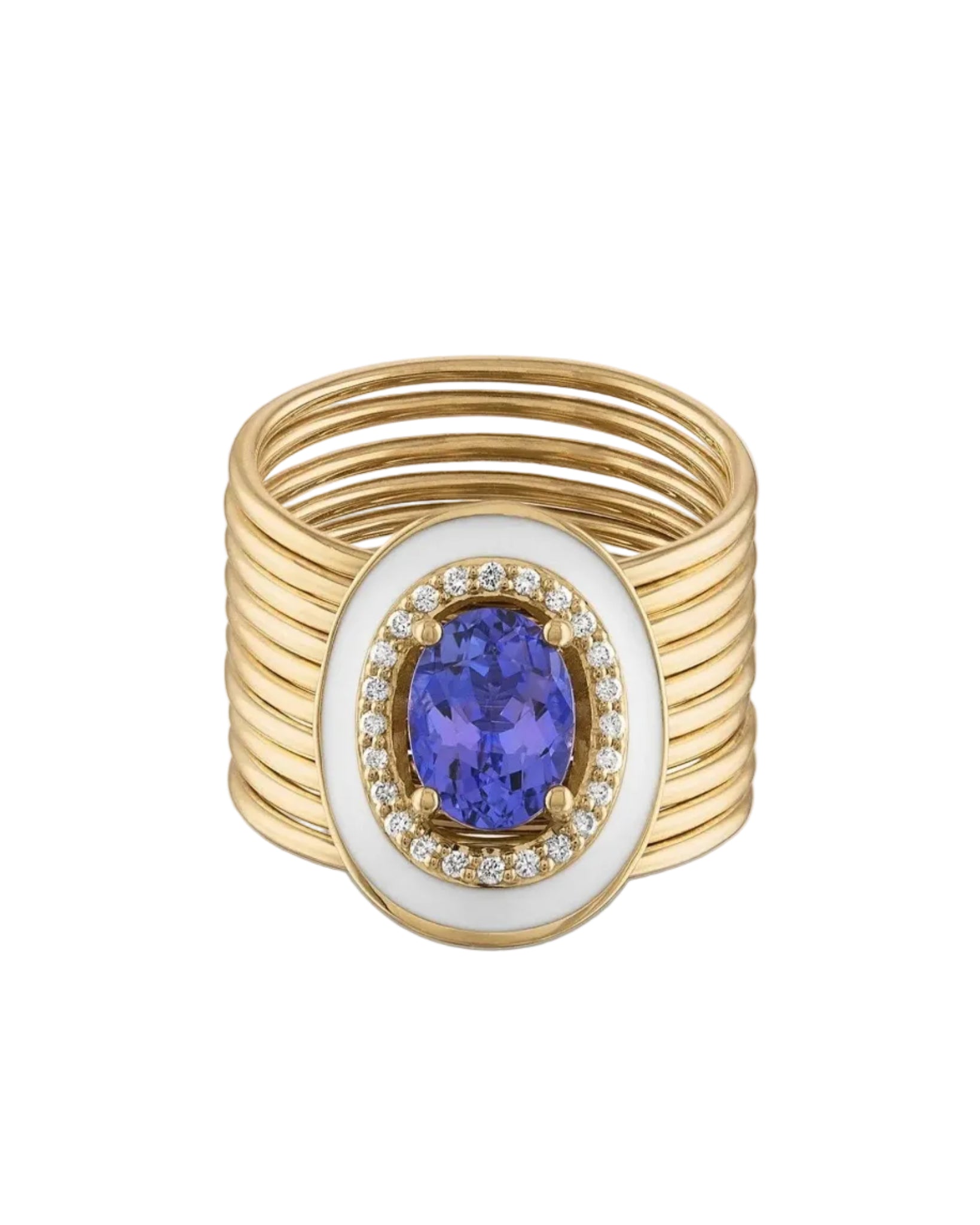 Oval Tanzanite Diamond Harem Ring by Eden Presley - At Present Jewelry