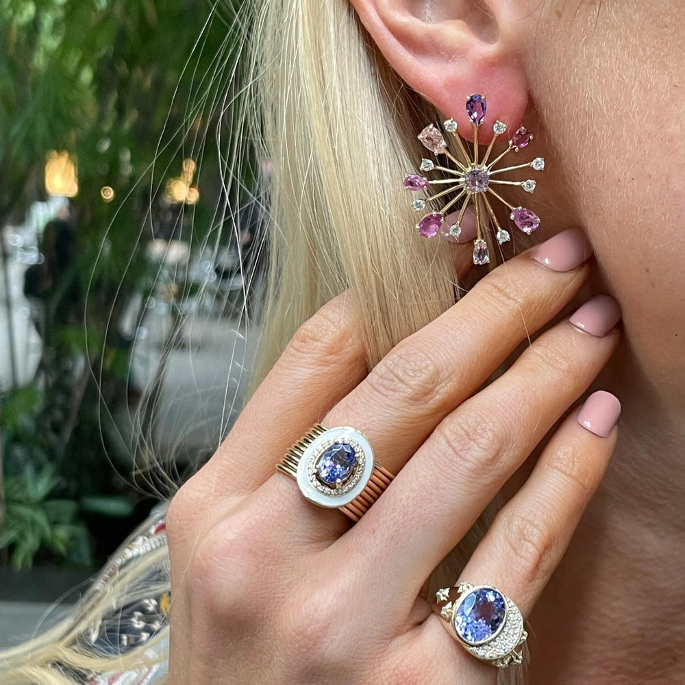 Oval Tanzanite Diamond Harem Ring by Eden Presley - At Present Jewelry