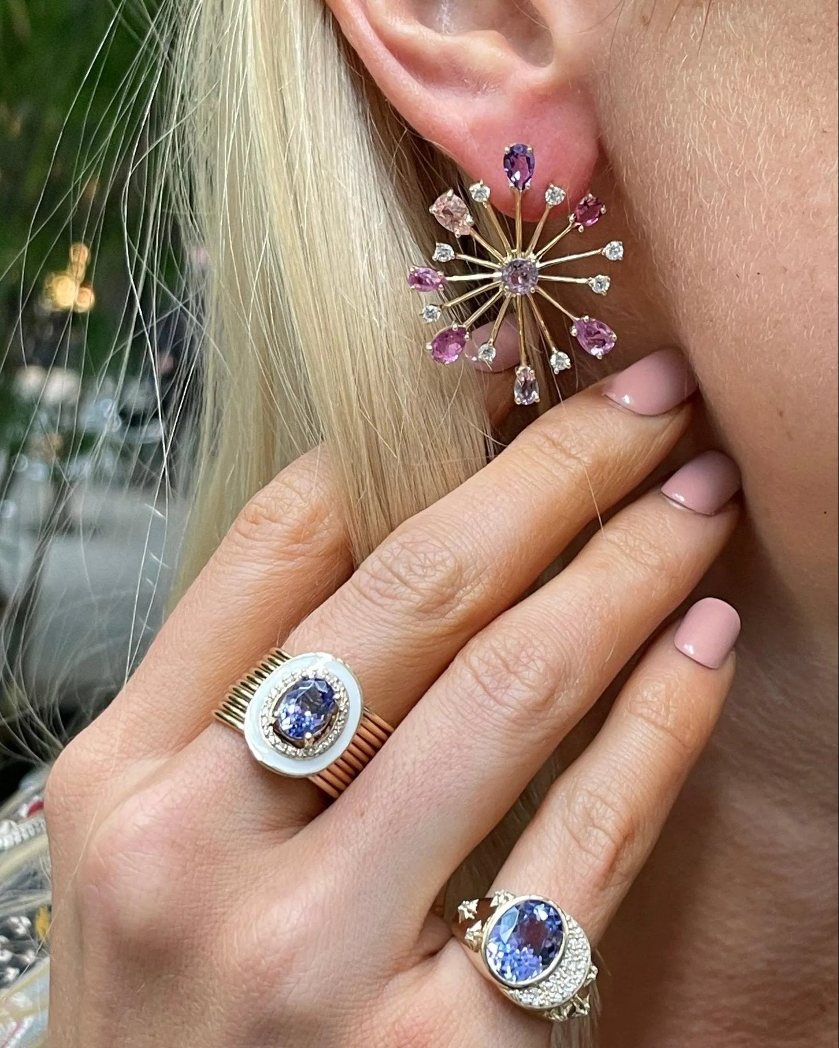 Oval Tanzanite Diamond Harem Ring by Eden Presley - At Present Jewelry